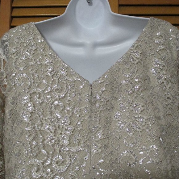 Calvin Klein Dress Feminine lacy tan/beige with stretch like new size 10 - Picture 9 of 10